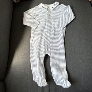 Edgehill Collection 3 Months Baby Romper Stripes Newborn Embroidered Collared